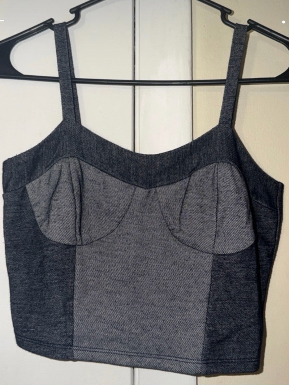 Women’s Two-Tone Grey Structured Bustier Tank Top